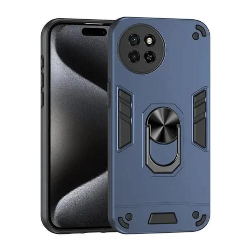 Funda para Itel S23 con Soporte de Anillo de Metal a Prueba de Golpes (Azul)