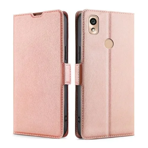 Funda para Kyocera Ky-51B Ultra Voltaje Hebilla PU + TPU Cuero (Oro Rosa)