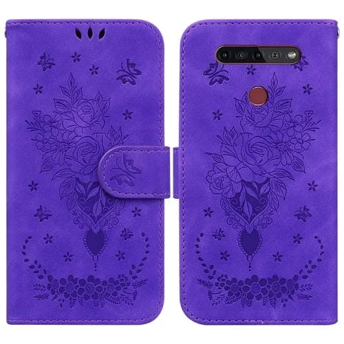 Funda para LG K41S / K51S Butterfly Rose Protección Teléfono (Púrpura)