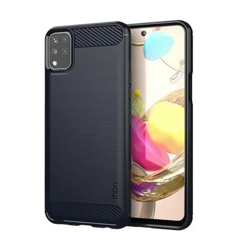 Funda para LG K42 Mofi Diezamiento Cubierta Fibra de Carbono Soft TPU (Azul)