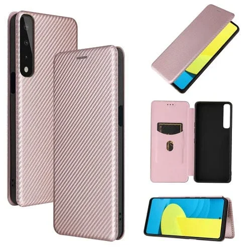 Funda para LG Stylo 7 Textura Fibra de Carbono Magnético Flip TPU + PC Cuero PU con Ranura (Rosa)