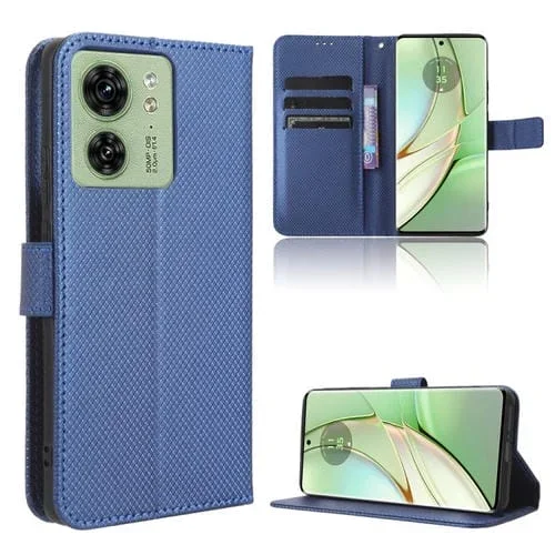 Funda para Motorola Edge 40 con Textura Diamond de Cuero (Azul)