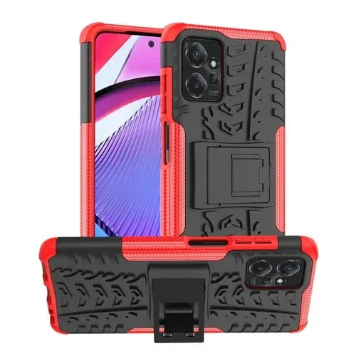 Funda para Motorola Moto G Power 5G 2023 TPU + PC con Soporte y Textura Tire (Rojo)