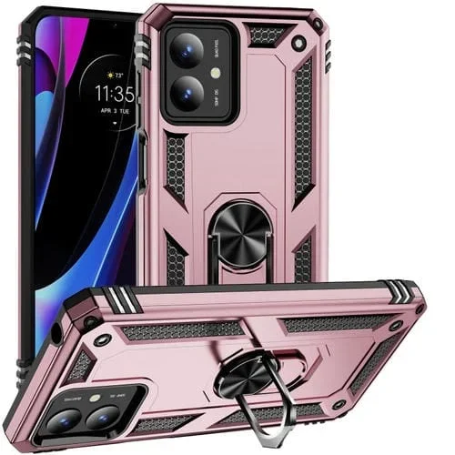 Funda para Motorola Moto G14 TPU + PC a Prueba de Golpes con Soporte (Oro Rosa)