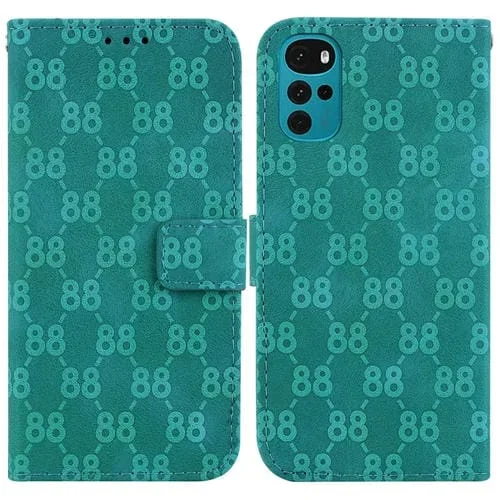 Funda para Motorola Moto G22 Doble 8 en Cuero en Relieve (Verde)