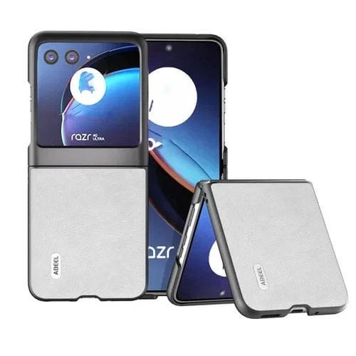 Funda para Motorola Razr 40 Ultra Abeel Dual Color Lichi Texture PU (Blanco)