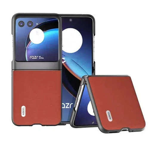 Funda para Motorola Razr 40 Ultra Abeel Haze Texture PU Phone Case (Rojo)