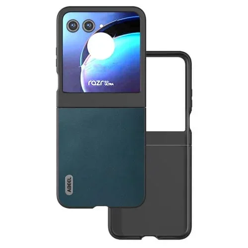Funda para Motorola Razr 50 Abeel de Cuero Genuino Serie Xiaoya (Verde Oscuro)