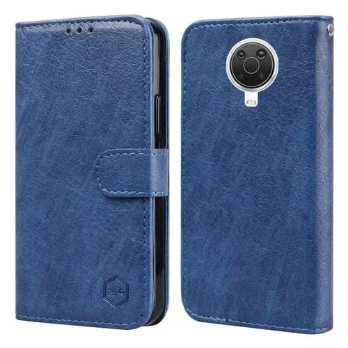 Funda para Nokia G20 6.3 Sensación de Piel Textura de Cuero Aceitoso PU + TPU (Azul Oscuro)