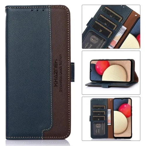 Funda para Nothing Phone 1 Khazneh Cuero Texturizado Litchi con RFID (Azul)