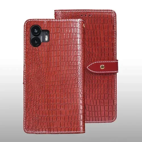 Funda para Nothing Phone 2 Idewei Cuero Textura Cocodrilo (Rojo)