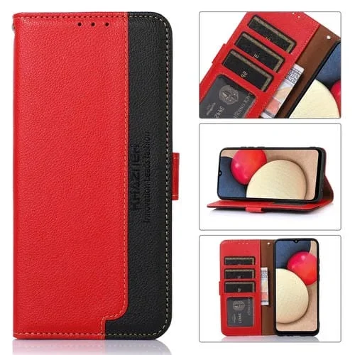 Funda para Nothing Phone 2 Khazneh de Cuero con Textura Litchi y RFID (Rojo)