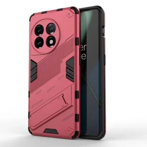 Funda para OnePlus 11 5G Punk Armor 2 en 1 PC + TPU a Prueba de Golpes con Soporte Invisible (Rojo Claro)