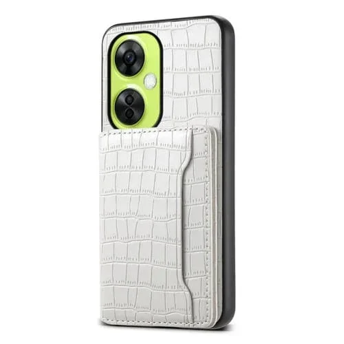 Funda para OnePlus Nord Ce 3 Lite Denior con Textura de Cocodrilo y Bolsa de Tarjeta (Blanco)