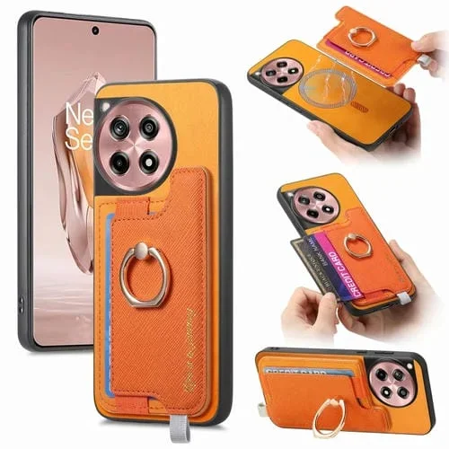 Funda para OnePlus Nord Ce4 Ace 3V Retro Magsafe PU con Contraportada (Amarillo)
