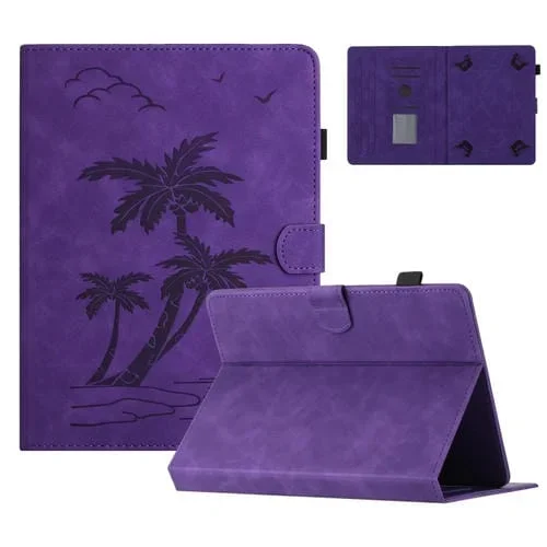 Funda para Tablet Universal 8 Pulgadas Cuero con Relieve Árbol de Coco (Púrpura)