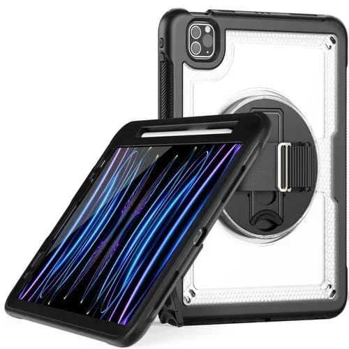 Funda para Tableta Apple iPad Air 2022 10.9 y Pro 11 2022 con Soporte Giratorio y Agarre Panal (Transparente)