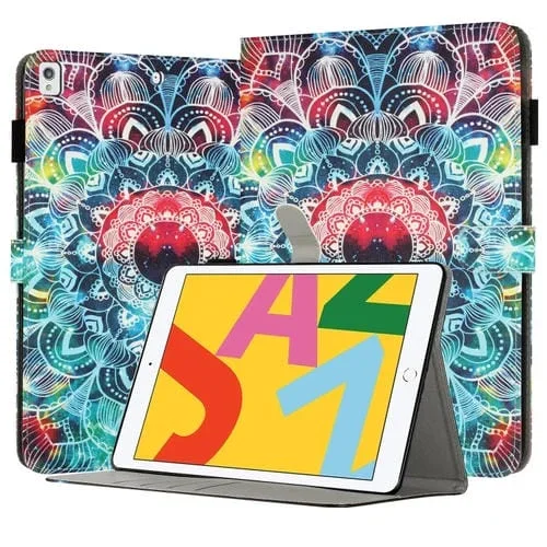 Funda para Tableta Cuero Pintado iPad 10.2 (2021/2020) Mandalas