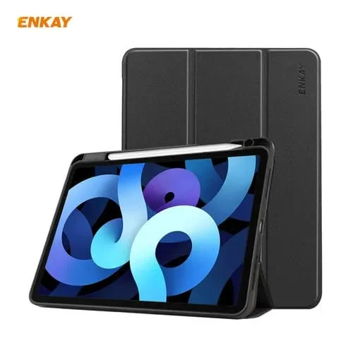 Funda para Tableta Enkay iPad Air 11 (2024) Pro 11 (2022) Air 10.9 (2022) Cuero TPU Ranura Bolígrafo (Negro)