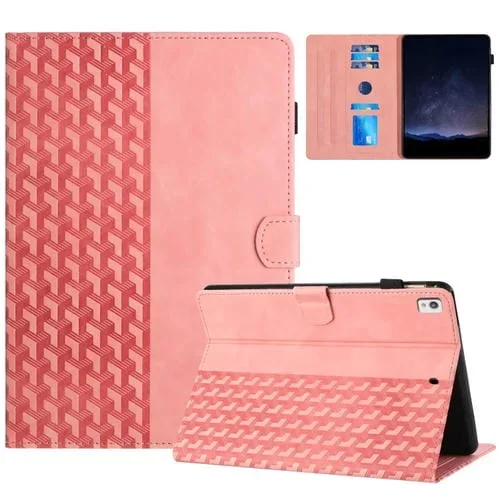 Funda para Tableta Inteligente iPad 10.2 2021 Air 10.5 Cuero En Relieve Bloques de Construcción (Rosa)