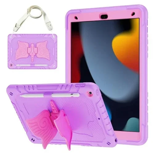 Funda para Tableta iPad 10.2 2021/2020/2019 Unicorn Kickstand PC Silicona Híbrida (Púrpura Rosa Roja)