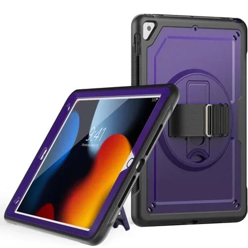 Funda para Tableta iPad 10.2 2021/2020 y 10.5 2019 con Soporte Giratorio y Agarre Manual (Púrpura)