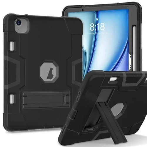 Funda para Tableta iPad Air 11 2024 Acrílica Silicona Soporte (Negro)