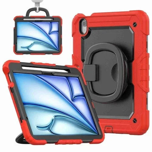 Funda para Tableta iPad Air 11 2024 Hydric PC Silicona Mango y Correa (Rojo)