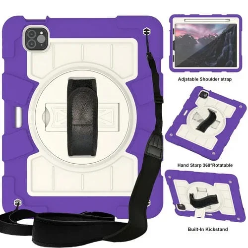 Funda para Tableta iPad Air 2020/2022 10.9 Híbrida Silicona PC a Prueba de Golpes con Correa (Catharanthus Roseus)