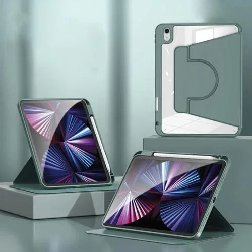 Funda para Tableta iPad Pro 11 2022/2020/2021/2018 Cuero Giratoria Dividida Acrílica 2 En 1 (Verde Aguja de Pino)
