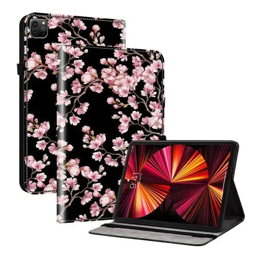 Funda para Tableta iPad Pro 12.9 Apple 2022/2021/2020 Cuero Pintado Textura de Cristal (Plum Bossom)