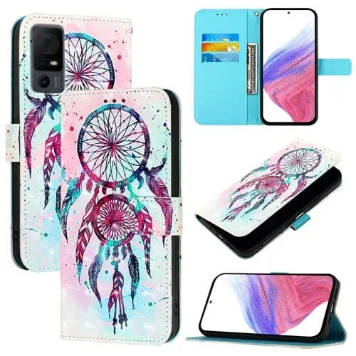Funda para TCL 40 XL / 40 T T608Dl de Cuero con Tapa Horizontal y Pintura 3D (Campanas de Viento)