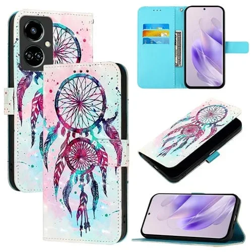 Funda para Tecno Camon 19 de Cuero con Tapa Horizontal y Pintura 3D (Campanas de Viento) (Color)