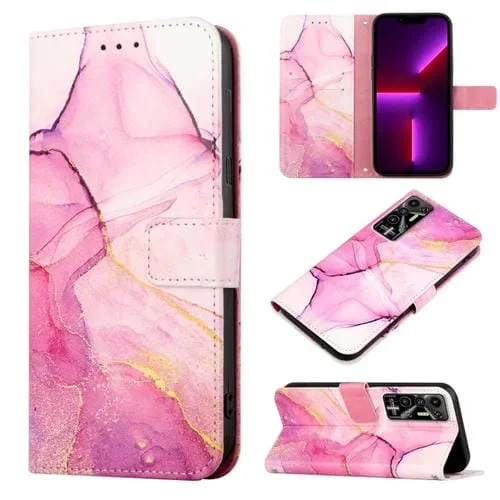 Funda para Tecno Pova 2 Pt003 Cuero Patrón Mármol (Pink Purple Gold)