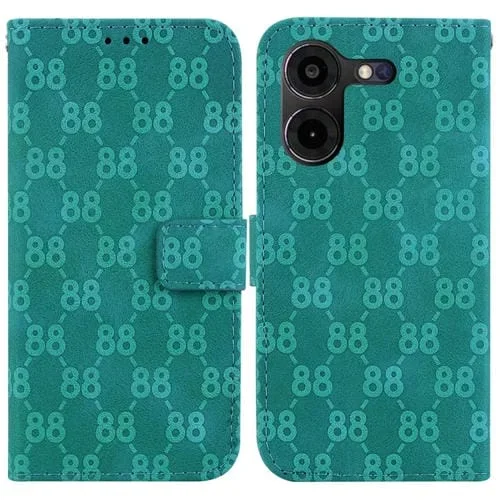 Funda para Tecno Pova 5 Pro de Cuero en Relieve con Doble Forma de 8 (Verde)