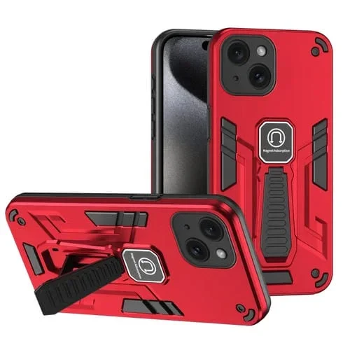 Funda para Teléfono 2 En 1 iPhone 15 con Soporte a Prueba de Golpes (Rojo)