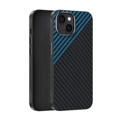 Funda para Teléfono Abeel C Carbon Fiber Series 6D Micro Relief Magsafe para iPhone 13 (Negro y Azul)