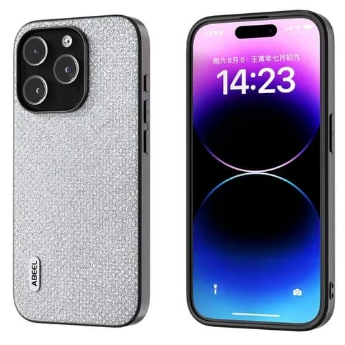 Funda para Teléfono Abeel Diamond Black Edge para iPhone 15 Pro Max (Joya Plateada)
