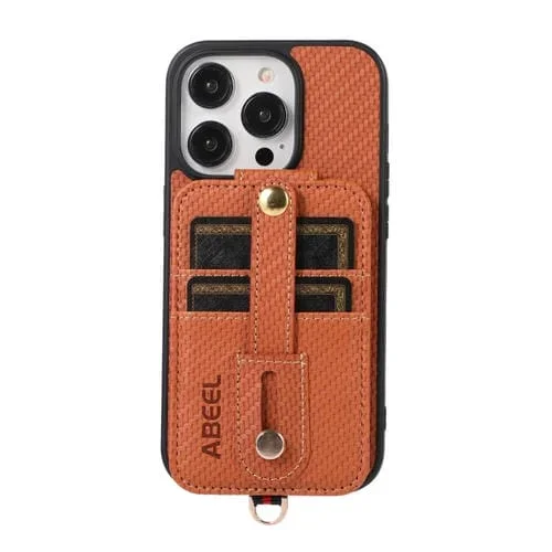 Funda para Teléfono Abeel iPhone 13 Pro con Tarjetero RFID de Fibra de Carbono (Marrón)
