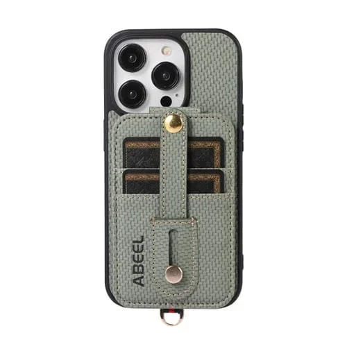 Funda para Teléfono Abeel iPhone 13 Pro Max con Tarjetero Rfid Fibra de Carbono (Verde)