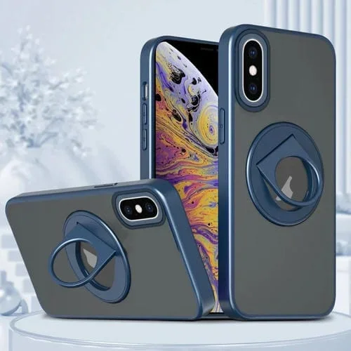 Funda para Teléfono Anillo Giratorio para iPhone Xs Max con Soporte Magnético (Azul)