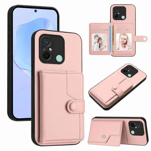 Funda para Teléfono Antirrobo con Botón y Tarjeta Rfid para Redmi 12C/11A (Rosa)