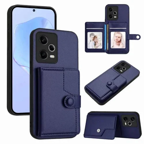 Funda para Teléfono Antirrobo con Botón y Tarjeta Rfid para Redmi Note 12 Pro 5G (Azul)