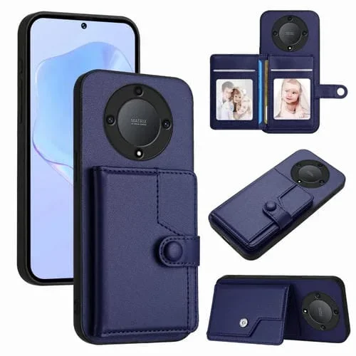 Funda para Teléfono Antirrobo con Botón y Tarjetero RFID para Honor X9A/Magic5 Lite (Azul)