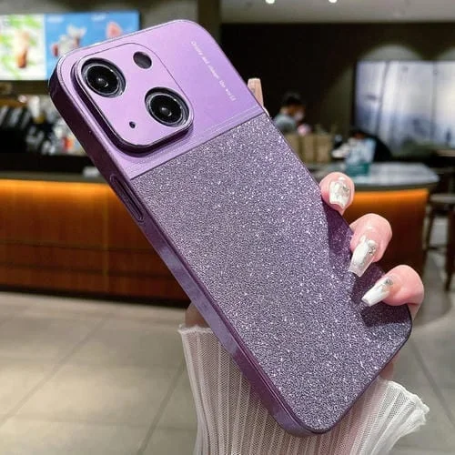 Funda para Teléfono Apple iPhone 14 a Prueba de Golpes con Purpurina Metálica (Púrpura)
