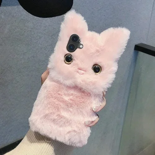Funda para Teléfono Apple iPhone 16 Plus Cobertura Total Gato Peluche 3D (Rosa)