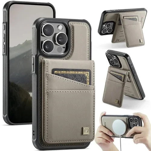 Funda para Teléfono Autspace A12 con Tarjetero Magnético Rfid Magsafe para iPhone 14 Pro (Caqui)