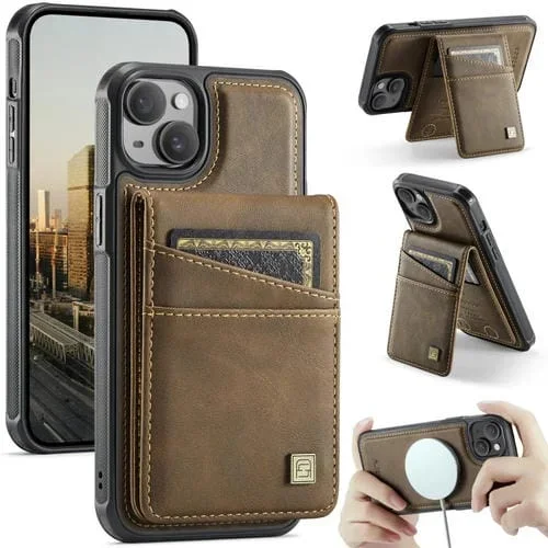 Funda para Teléfono Autspace A12 Magsafe con Tarjetero Magnético Rfid para iPhone 15 (Café)