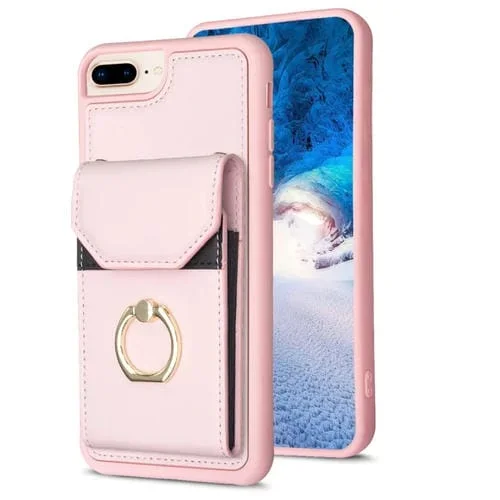 Funda para Teléfono Bf29 para iPhone 8 Plus y 7 Plus con Soporte para Anillo y Bolsa para Tarjeta (Rosa)