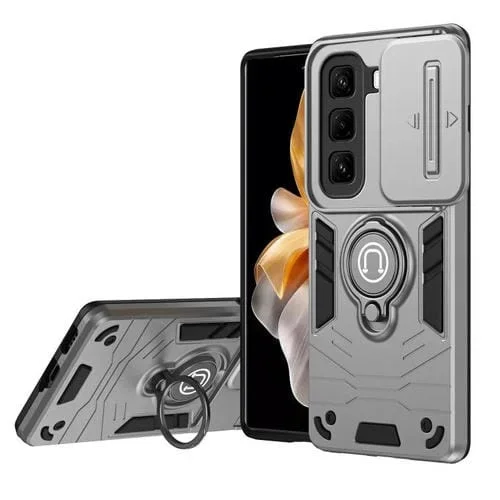 Funda para Teléfono Camshield para Infinix Hot 50 Pro+ 4G con Soporte de Anillo (Gris)